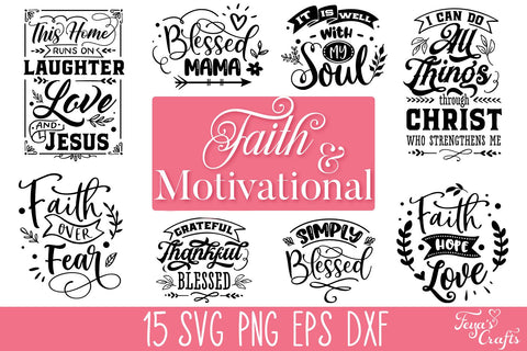 Faith & Motivational SVG Cut Files Bundle SVG Feya's Fonts and Crafts 