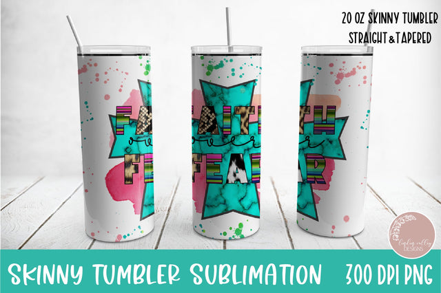 Faith Over Fear Skinny Tumble PNG-Christian Tumbler PNG Sublimation Linden Valley Designs 