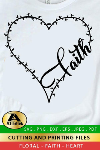 FAITH SVG PNG EPS DXF Faith Heart SVG Floral Heart Monogram SVG zoellartz 