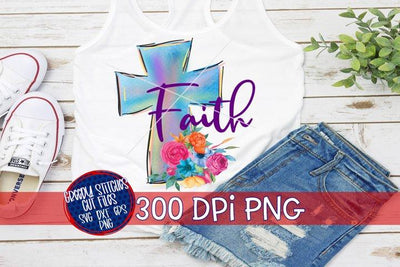 Faith Watercolor Cross PNG for Sublimation-Easter PNG Sublimation Greedy Stitches 