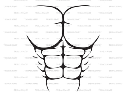 Fake Abs (Six Pack ). Muscular body. Abdominal Muscles. SVG TribaliumArtSF 