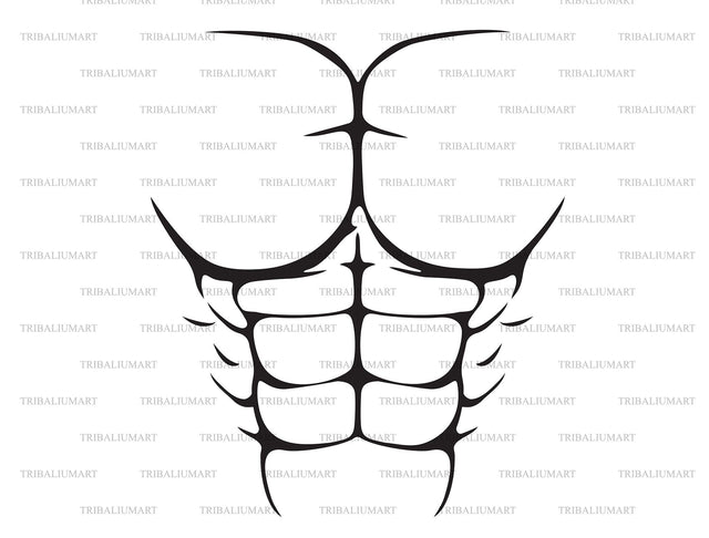 Fake Abs (Six Pack ). Muscular body. Abdominal Muscles. SVG TribaliumArtSF 