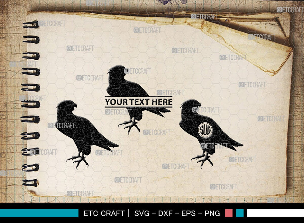Falcon Bird Monogram, Falcon Bird Silhouette, Falcon Bird SVG, Bird Svg ...