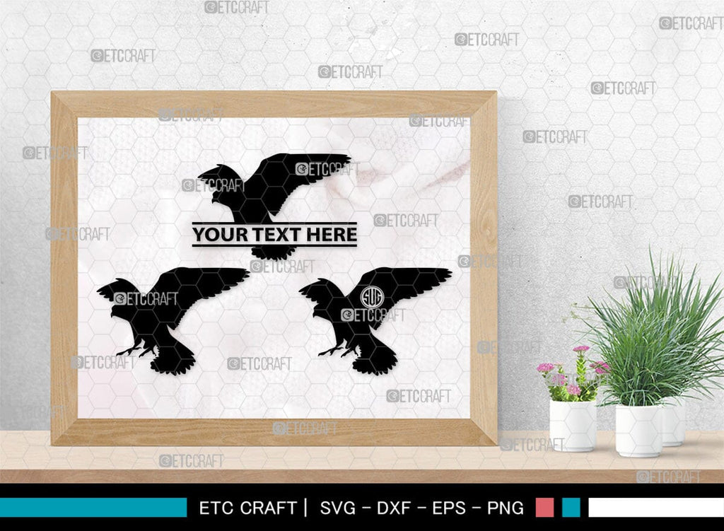 Falcon Bird Monogram, Falcon Bird Silhouette, Falcon Bird SVG, Bird Svg ...