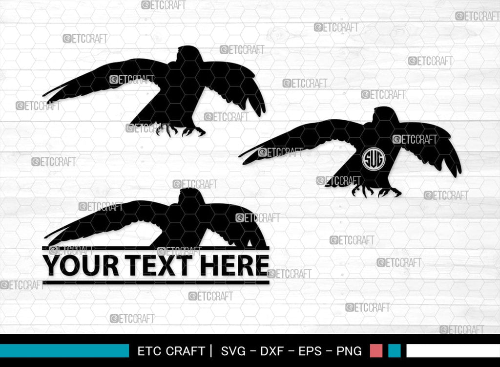 Falcon Bird Monogram, Falcon Bird Silhouette, Falcon Bird SVG, Bird Svg ...