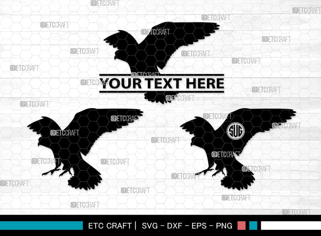 Falcon Bird Monogram, Falcon Bird Silhouette, Falcon Bird SVG, Bird Svg ...