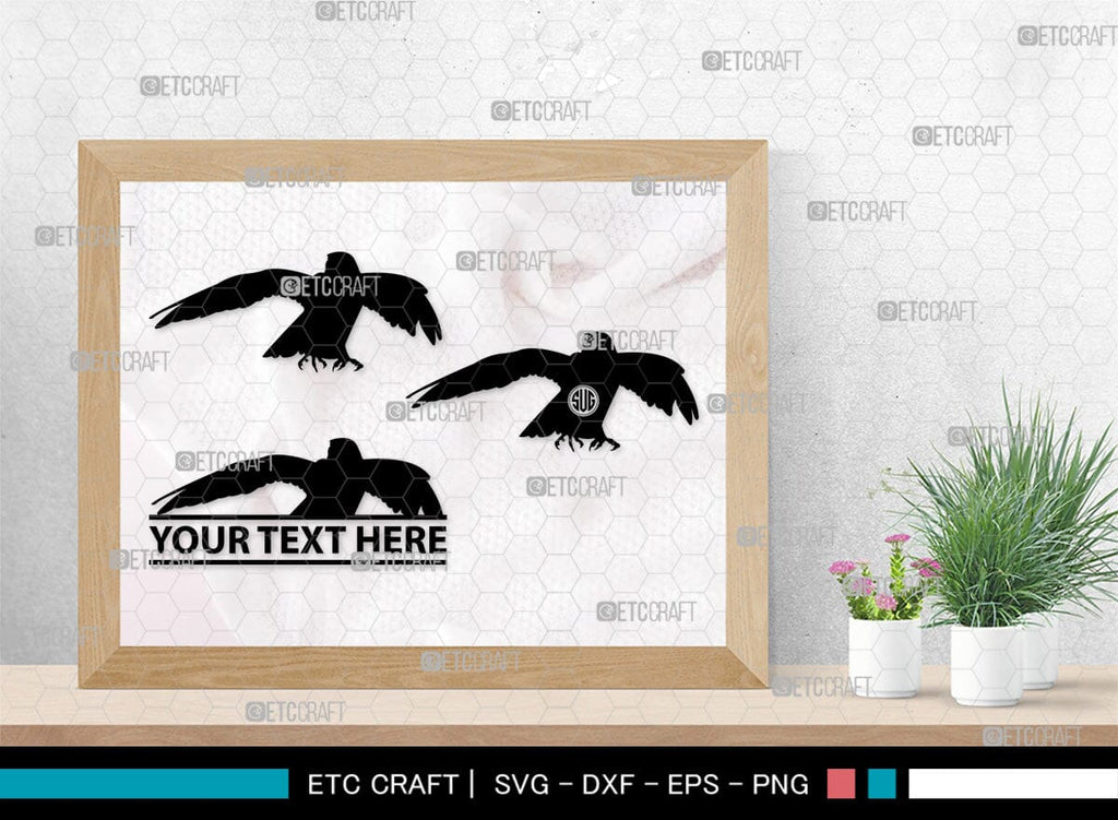 Falcon Bird Monogram, Falcon Bird Silhouette, Falcon Bird SVG, Bird Svg ...