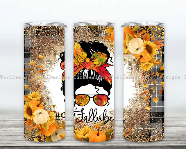 Fall 20 oz Skinny Tumbler Bundle, Fall Vibes Tumbler Wrap, Autumn Tumbler Sublimation Design, Hello Fall Tumbler Design Sublimation ToriDesigns 