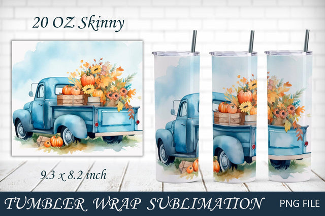 Fall 20 oz tumbler, Autumn pumpkin sublimation, Fall truck with pumpkins Sublimation AnastasiyaArtDesign 