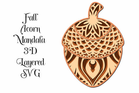 Fall Acorn SVG Layered Mandala for Cricut and Silhouette SVG Digital Honeybee 