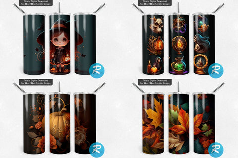 Fall And Halloween Png Tumbler Bundle Sublimation Regulrcrative 