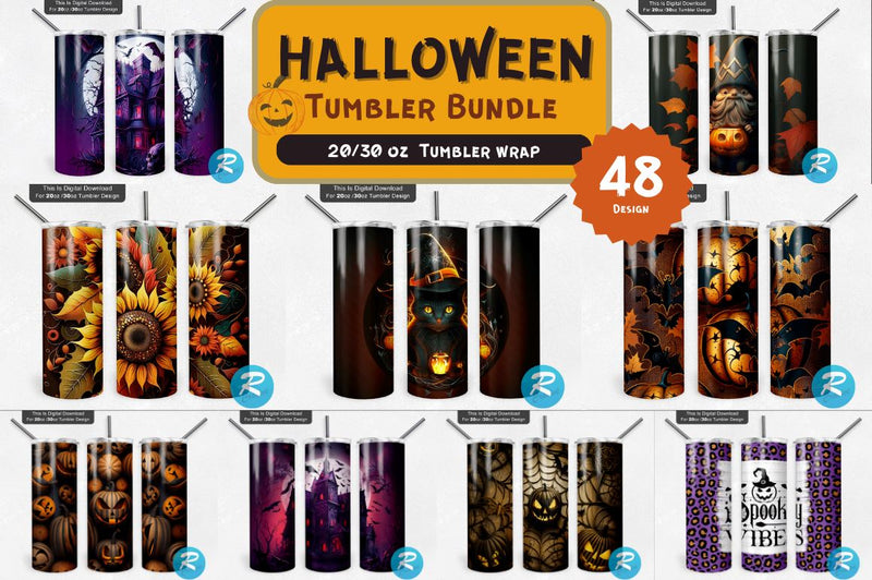 Fall And Halloween Png Tumbler Bundle Sublimation Regulrcrative 