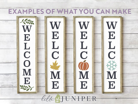 Fall and Winter Vertical Welcome Sign Kit | Farmhouse Sign Design SVG LilleJuniper 