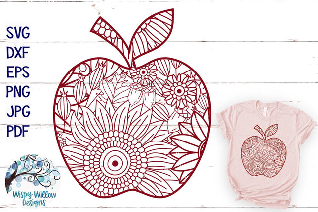Fall Apple Zentangle SVG SVG Wispy Willow Designs 
