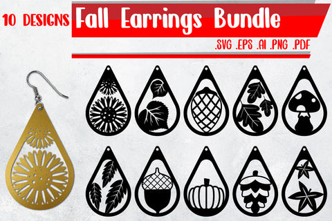 Fall Autumn Earrings Bundle - svg eps ai png pdf SVG zafrans studio 