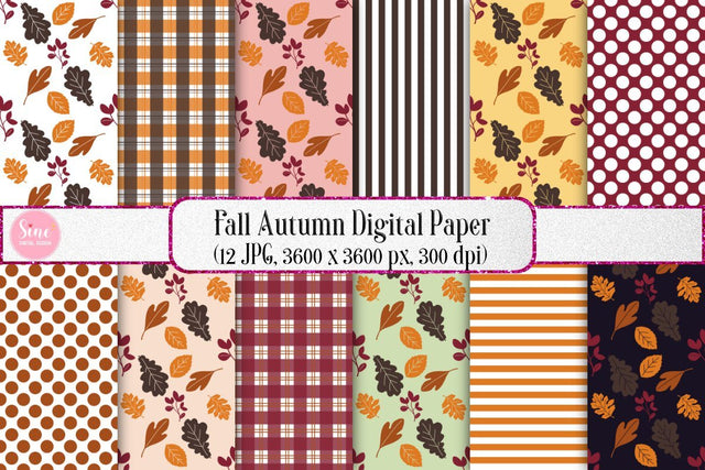 Fall Autumn Pattern Seamless Digital Papers Backgrounds Digital Pattern SineDigitalDesign 