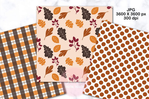 Fall Autumn Pattern Seamless Digital Papers Backgrounds Digital Pattern SineDigitalDesign 