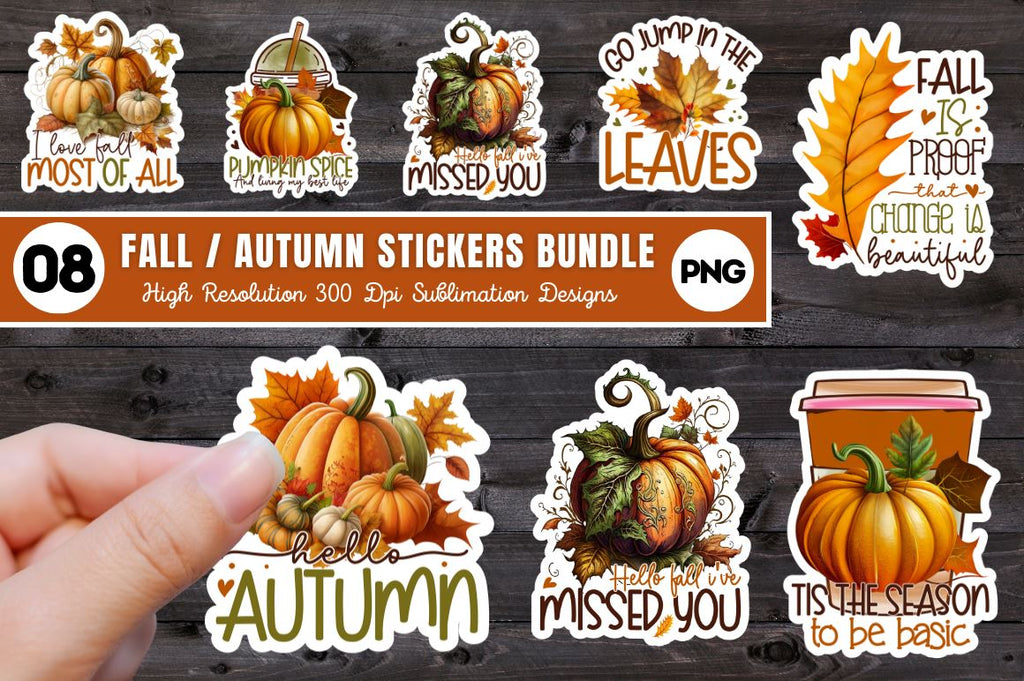 Fall Autumn Printable Stickers Bundle - So Fontsy