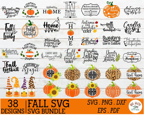 Fall Autumn Quotes and Monogram frames bundle SVG,Gnome svg SVG Redearth and gumtrees 