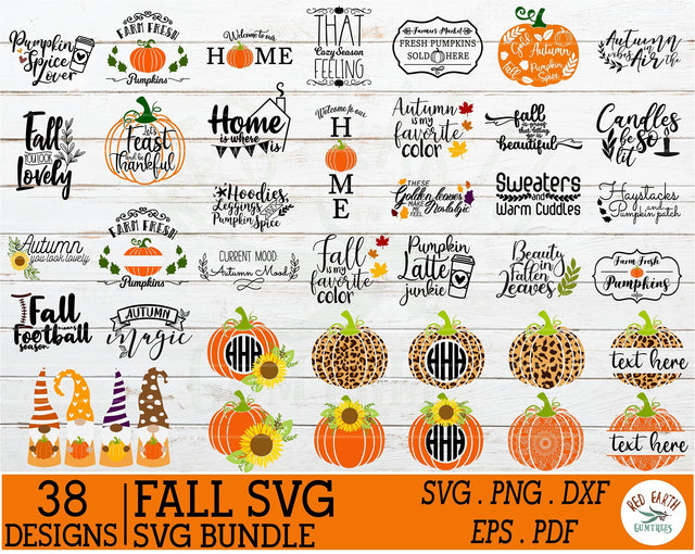 Fall Autumn Quotes and Monogram frames bundle SVG,Gnome svg SVG Redearth and gumtrees 
