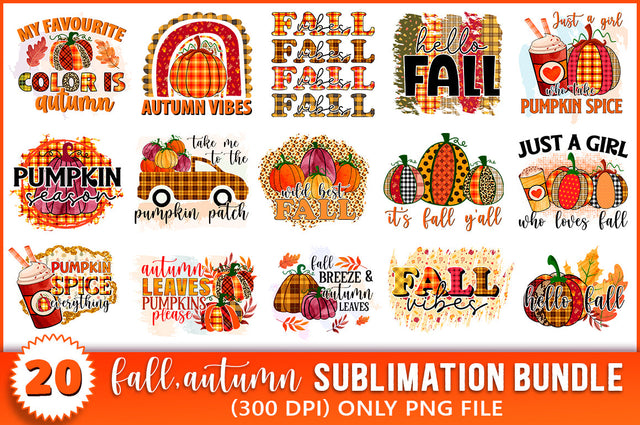 Fall, Autumn Sublimation Bundle PNG SVG Shetara Begum 