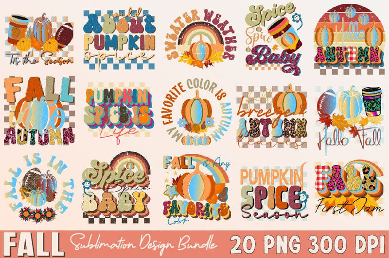 Fall, Autumn Sublimation Design Bundle Sublimation SVGArt 