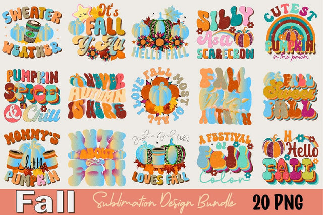 Fall , Autumn Sublimation Design Bundle Sublimation SVGArt 