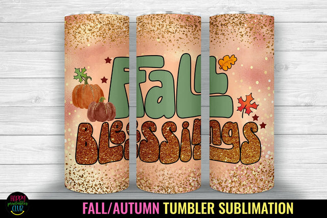 Fall Blessings Tumbler Sublimation I Fall Tumbler Wrap PNG Sublimation Happy Printables Club 