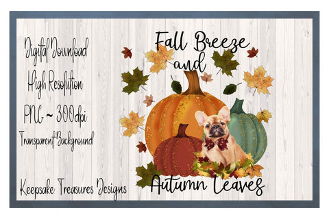 Fall Breeze And Autumn Leaves, Bull Dog Illustration, Autumn Sublimation Design, Printable PNG, Digital Download Sublimation Keepsake Treasures Designs LLC. 