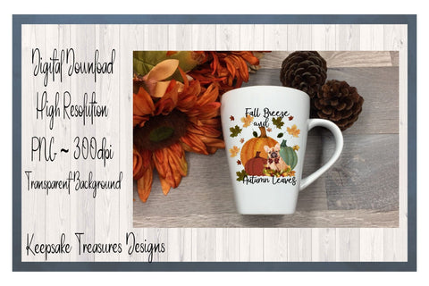 Fall Breeze And Autumn Leaves, Bull Dog Illustration, Autumn Sublimation Design, Printable PNG, Digital Download Sublimation Keepsake Treasures Designs LLC. 