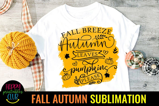 Fall Breeze Autumn Leaves -Autumn Sublimation Design PNG Sublimation Happy Printables Club 