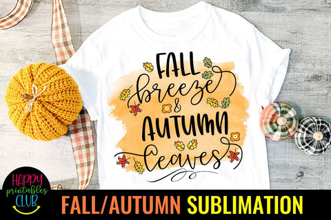 Fall Breeze Autumn Leaves- Fall Sublimation PNG Design Idea Sublimation Happy Printables Club 