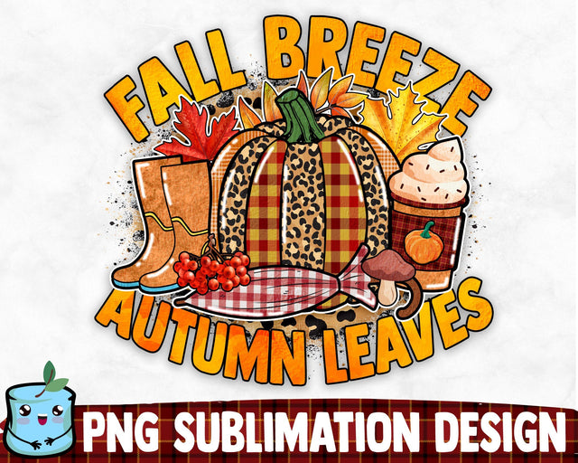 Fall Breeze Autumn Leaves Sublimation Design Sublimation MintyMarshmallows 