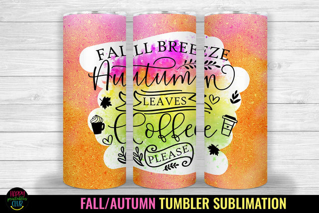 Fall Breeze Tumbler Sublimation Wrap I Fall Tumbler Wrap PNG Sublimation Happy Printables Club 