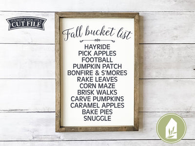 Fall Bucket List SVG | Autumn SVG | Farmhouse Sign Design SVG LilleJuniper 