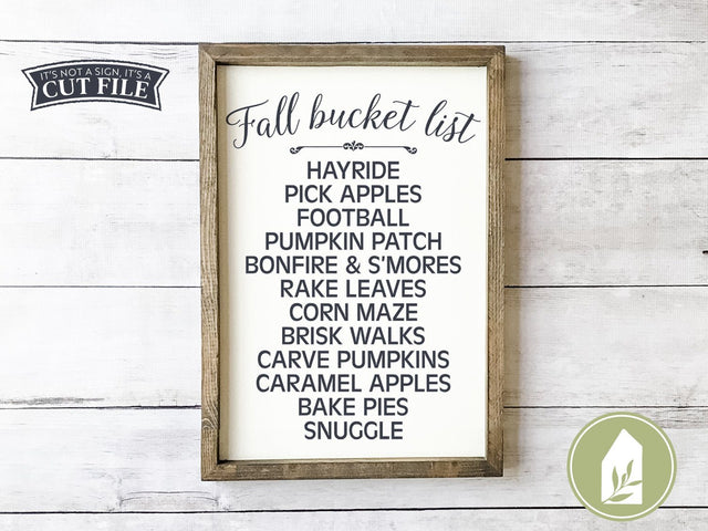 Fall Bucket List SVG | Autumn SVG | Farmhouse Sign Design SVG LilleJuniper 