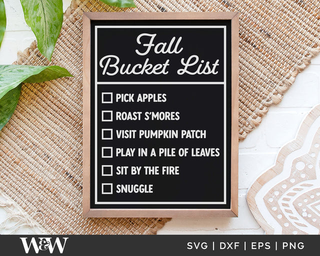 Fall Bucket List SVG | Fall Farmhouse SVG SVG Wood And Walt 