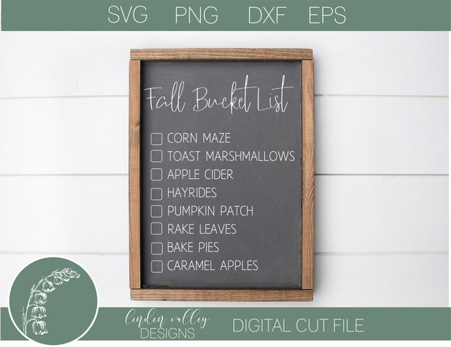 Fall Bucket List SVG SVG Linden Valley Designs 