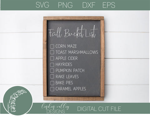 Fall Bucket List SVG SVG Linden Valley Designs 