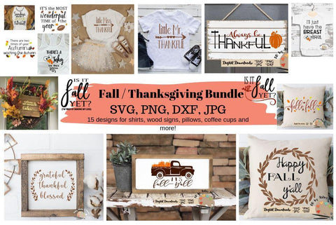 Fall Bundle svg dxf png jpg - Thanksgiving bundle svg set of 15 designs SVG The Artsy Spot 