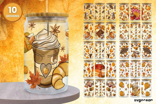 Fall Can Glass Bundle | PNG | 16 Oz Libbey Glass Sublimation SvgOcean 