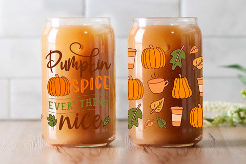 Fall can glass wrap 16 oz SVG KMarinaDesign 