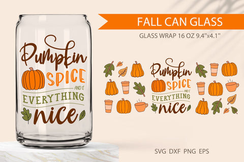 Fall can glass wrap 16 oz SVG KMarinaDesign 