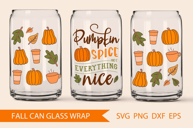 Fall can glass wrap 16 oz SVG KMarinaDesign 
