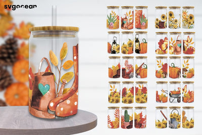 Fall Can Glass Wrap Sublimation Bundle Sublimation SvgOcean 