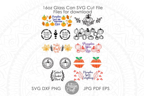 Fall can glass wrap with pumpkin spice quote for 16oz SVG Artisan Craft SVG 