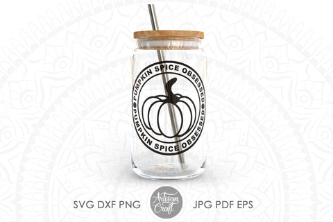 Fall can glass wrap with pumpkin spice quote for 16oz SVG Artisan Craft SVG 