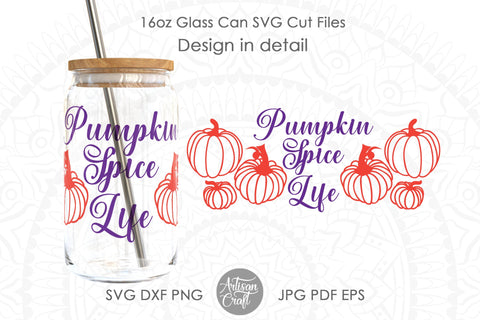 Fall can glass wrap with pumpkin spice quote for 16oz SVG Artisan Craft SVG 
