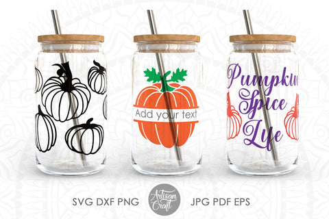 Fall can glass wrap with pumpkin spice quote for 16oz SVG Artisan Craft SVG 