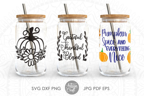 Fall can glass wrap with pumpkin spice quote for 16oz SVG Artisan Craft SVG 